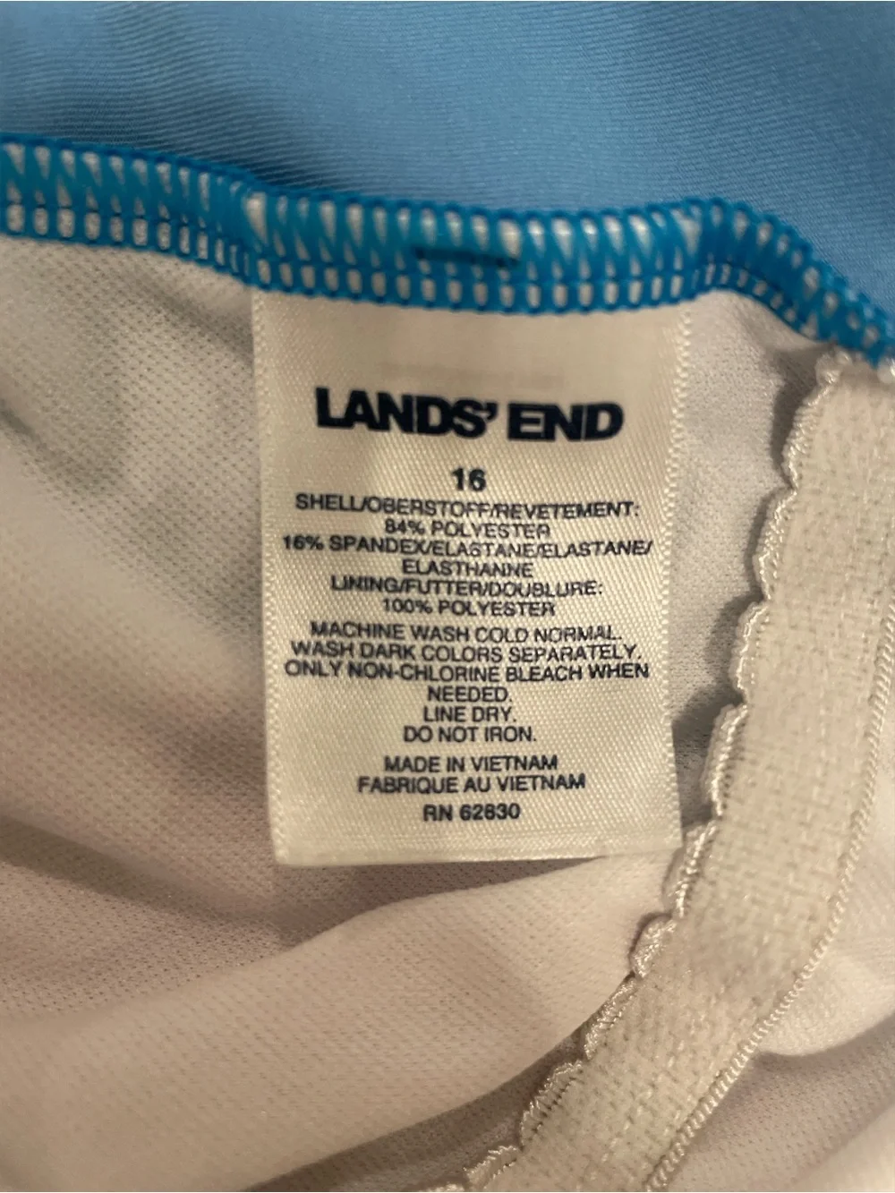 Lands' End Girls Size 16 One Piece Swimsuit Blue and Rainbow Tie Dye Colors